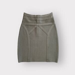 Bebe Bandage Mini Skirt Olive Green XS